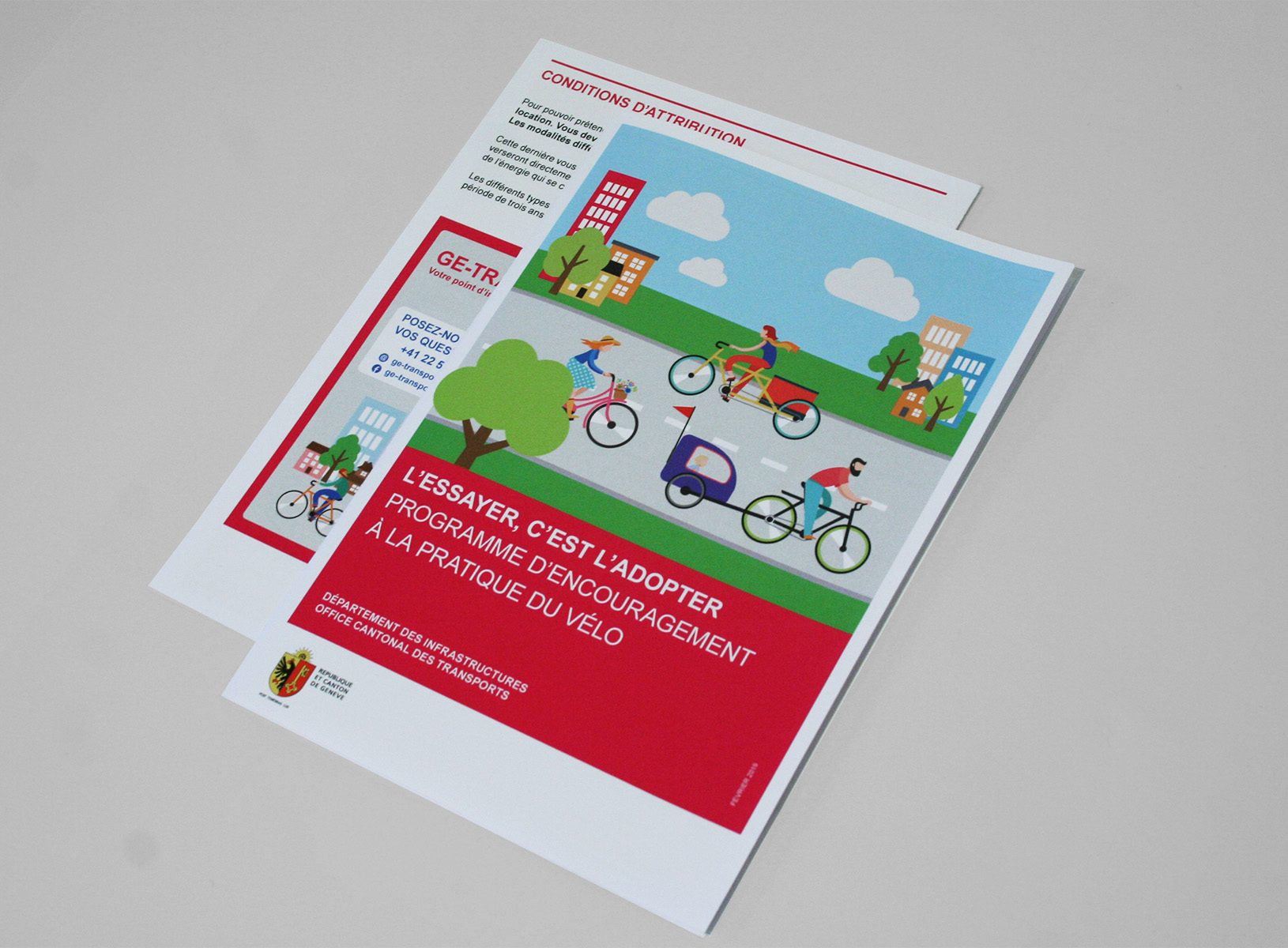 subvention vélo flyers A5 Etat de Genève 2019. Graphic et digital design chloé genet