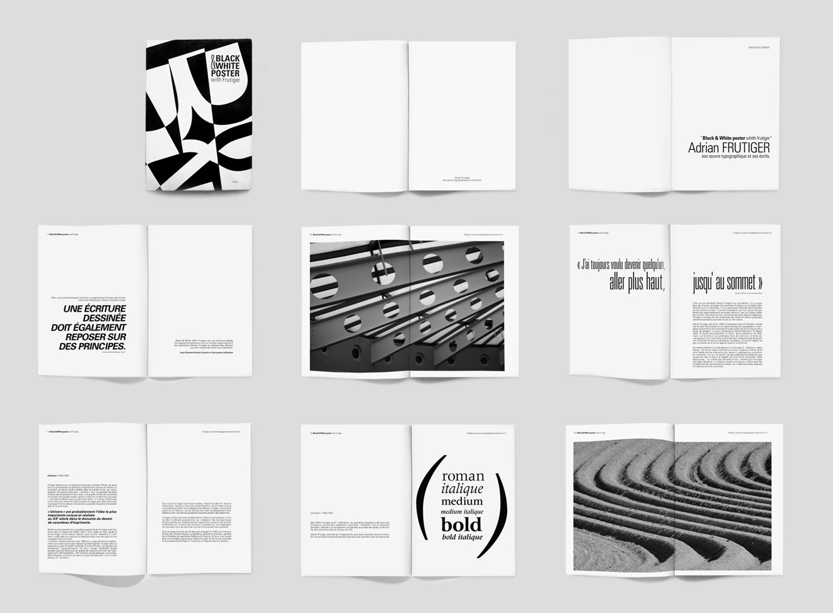 ouvrage, livre typographique sur frutiger, typographie. editorial design et graphic design création chloé genet, chloegenet.ch